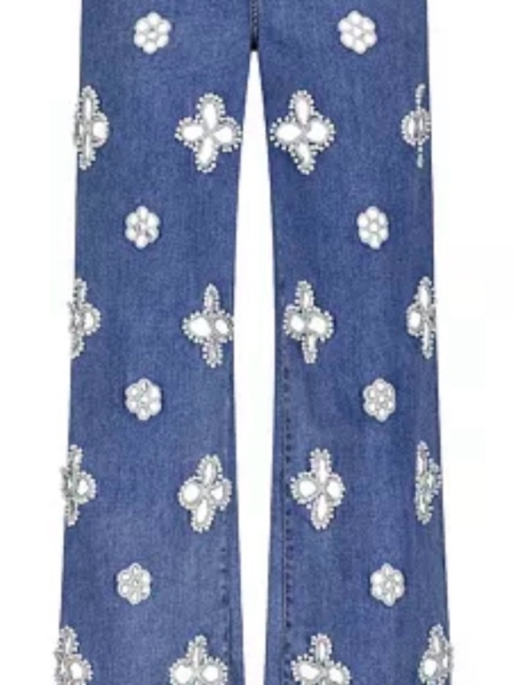 Noli Blue Embellished Wide-Leg Jeans